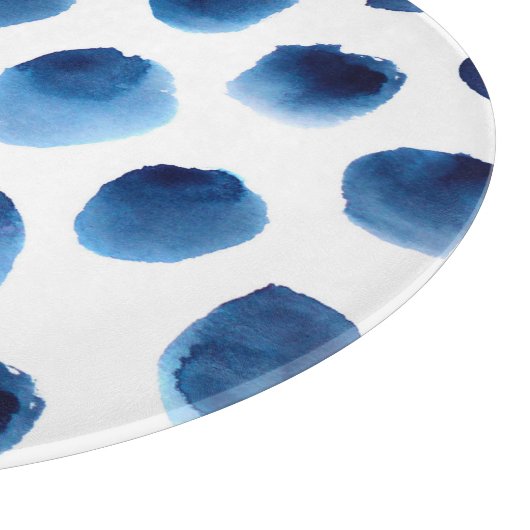 Waterverf Blauwe Stippen: Hand geschilderd Naadloo Snijplank (Hoek)