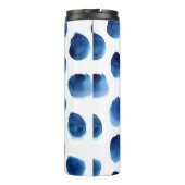 Waterverf Blauwe Stippen: Hand geschilderd Naadloo Thermosbeker (Achterkant)