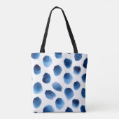 Waterverf Blauwe Stippen: Hand geschilderd Naadloo Tote Bag (Achterkant)