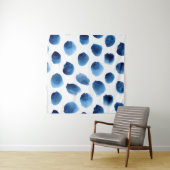 Waterverf Blauwe Stippen: Hand geschilderd Naadloo Wandkleed (In situ)