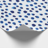 Waterverf blauwe stippen naadloos patroon cadeaupapier (Hoek)
