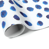 Waterverf blauwe stippen naadloos patroon cadeaupapier (Rol Hoek)