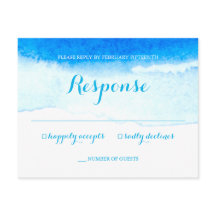 Waterverf Blauwe Strand Bruiloft RSVP