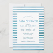 Waterverf Blauwe strepen Eenvoudig Baby shower Kaart (Voorkant)