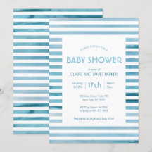 Waterverf Blauwe strepen Eenvoudig Baby shower