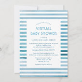 Waterverf Blauwe Stripes Virtueel Baby shower Kaart (Voorkant)
