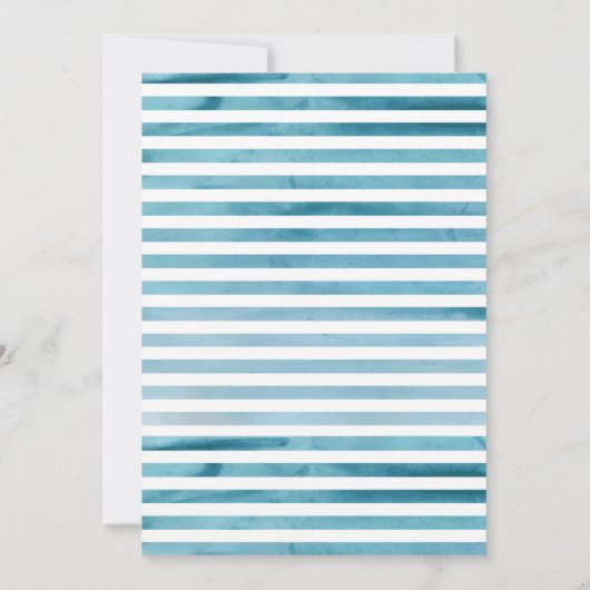 Waterverf Blauwe Stripes Virtueel Baby shower Kaart (Achterkant)