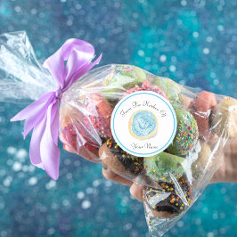 Waterverf blauwe suikerkoekje uit de keuken van ronde sticker