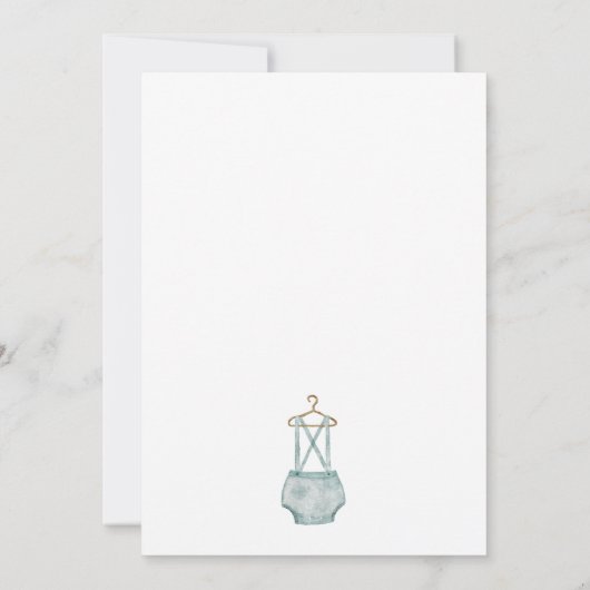 Waterverf Blauwe Suspender Baby shower Uitnodiging (Achterkant)