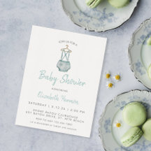 Waterverf Blauwe Suspender Baby shower Uitnodiging