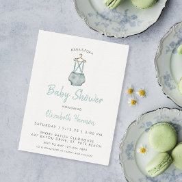 Waterverf Blauwe Suspender Baby shower Uitnodiging
