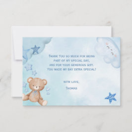waterverf Blauwe teddybeer kinder Bedankkaart