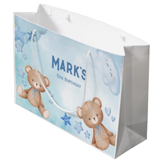 waterverf Blauwe teddybeer kinder Groot Cadeauzakje (Achterkant Gekanteld)