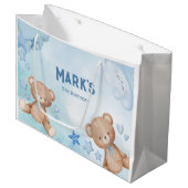 waterverf Blauwe teddybeer kinder Groot Cadeauzakje (Voorkant Gekanteld)