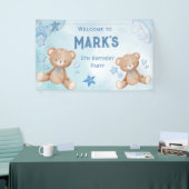waterverf Blauwe teddybeer kinder welkom Spandoek (Beurs)