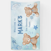 waterverf Blauwe teddybeer kinder welkom Spandoek (Verticaal)