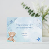 waterverf Blauwe teddybeer kinderen Bedankkaart (Staand voorkant)