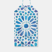 Waterverf Blauwe Tegel Cadeaulabel (Achterkant)