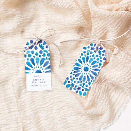 Waterverf Blauwe Tegel Cadeaulabel