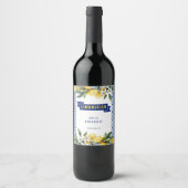 Waterverf Blauwe Tegel Lemons Limocello Wijn Etiket (Voorkant)