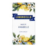 Waterverf Blauwe Tegels Citroenen Limocello Etiket (Voorkant)