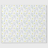 Waterverf Blauwe Tennisrackets Cadeaupapier (Vlak)