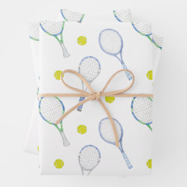 Waterverf Blauwe Tennisrackets Inpakpapier Vel