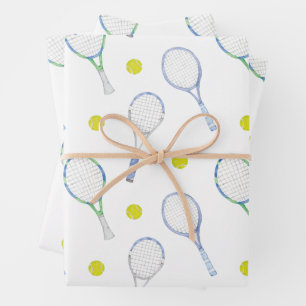 Waterverf Blauwe Tennisrackets Inpakpapier Vel
