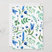 Waterverf Blauwe tinten Bloemenbruiloft Kaart (Achterkant)