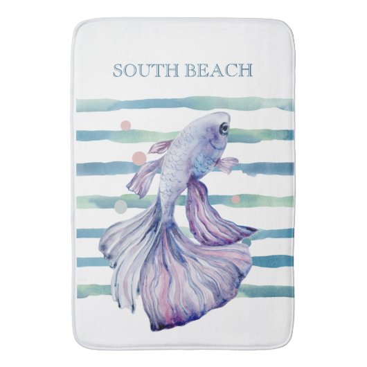 WATERVERF BLAUWE TROPISCHE VISSERIJ BACAZEN VACATI BADMAT (Voorkant Verticaal)