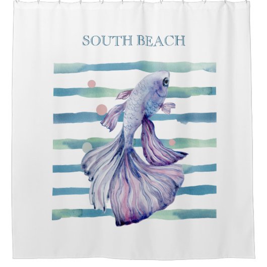 WATERVERF BLAUWE TROPISCHE VISSERIJ BACAZEN VACATI DOUCHEGORDIJN (Voorkant)