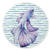 WATERVERF BLAUWE TROPISCHE VISSERIJ BACAZEN VACATI KERAMISCHE KNOP (Voorkant)