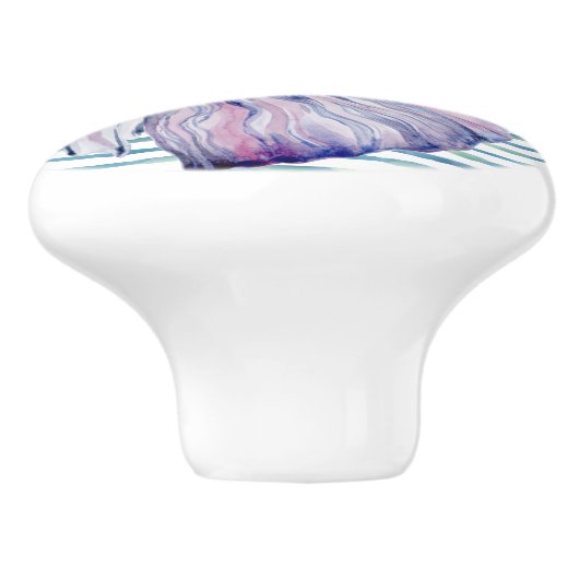 WATERVERF BLAUWE TROPISCHE VISSERIJ BACAZEN VACATI KERAMISCHE KNOP (Zijkant)