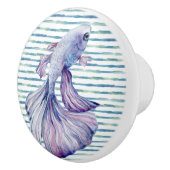 WATERVERF BLAUWE TROPISCHE VISSERIJ BACAZEN VACATI KERAMISCHE KNOP (Rechts)