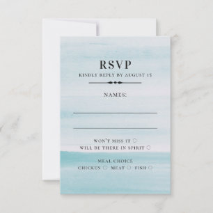 Waterverf blauwe trouwdag. Eenvoudig elegante mari RSVP Kaartje