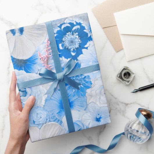 Waterverf Blauwe Tuin bloemen elke keer Cadeaupapier (Geschenken)
