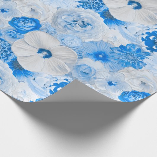 Waterverf Blauwe Tuin bloemen elke keer Cadeaupapier (Hoek)