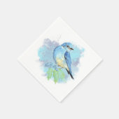 Waterverf  blauwe tuin vogelkunst servet (Hoek)