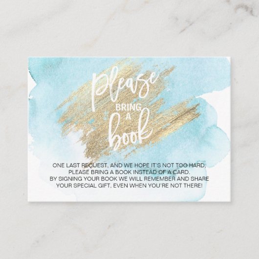 Waterverf blauwe Turquoise Breng een Baby shower B Informatiekaartje (Voorkant)