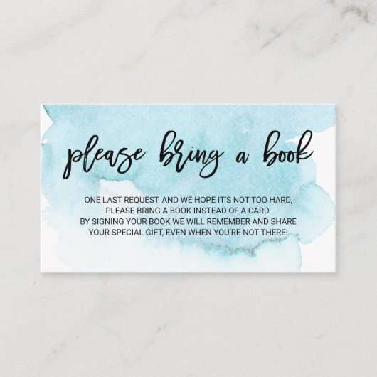 Waterverf blauwe Turquoise Breng een Baby shower B Informatiekaartje (Voorkant)