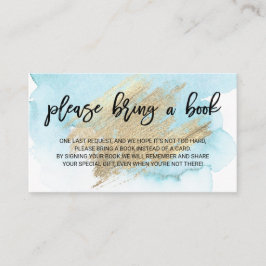 Waterverf blauwe Turquoise Breng een Baby shower B Informatiekaartje