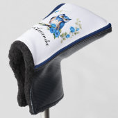Waterverf Blauwe Uil en Rozen Girly Golfheadcover (3/4 voorkant)
