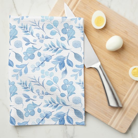 Waterverf blauwe ventilator theedoek (Quarter Fold)