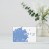 Waterverf blauwe verf spat effect visitekaartje (Staand voorkant)