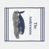 Waterverf Blauwe Vintage Fleece Deken (Voorkant (Horizontaal))