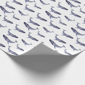 Waterverf blauwe vinvis cadeaupapier (Hoek)