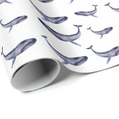Waterverf blauwe vinvis cadeaupapier (Rol Hoek)