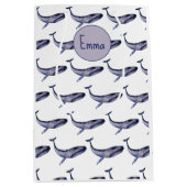 Waterverf blauwe vinvis medium cadeauzakje (Voorkant)