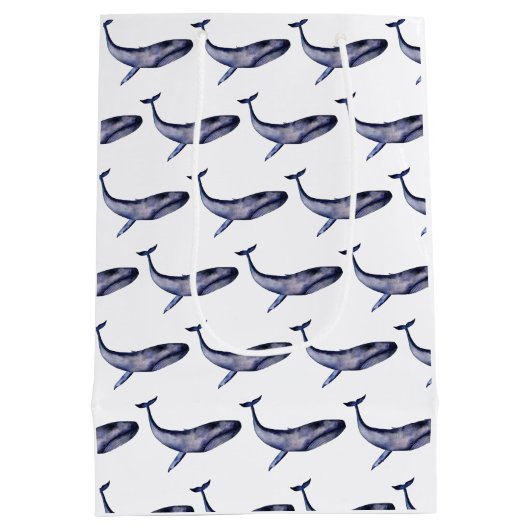 Waterverf blauwe vinvis medium cadeauzakje (Achterkant)