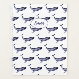 Waterverf blauwe vinvis planner